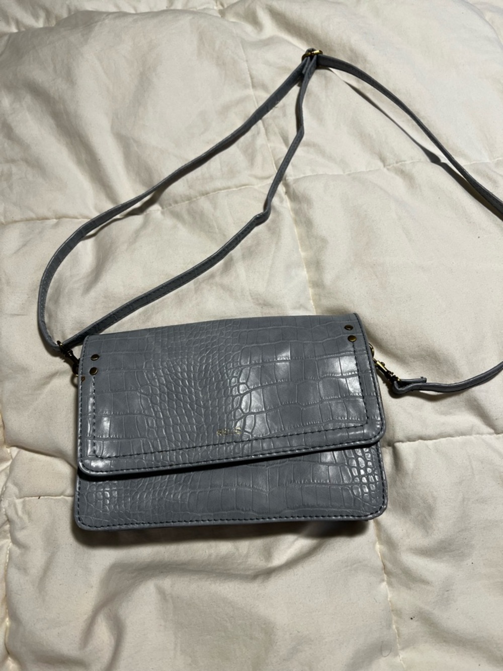 Relic Pale Blue/Gray Slate  Croc-Embossed Flap Crossbody